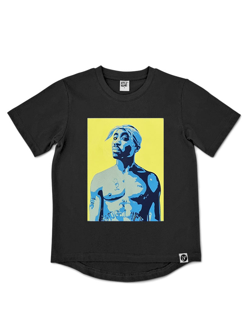 Kids 2PAC Tupac Shakur Rap Hip Hop T-Shirt in Black