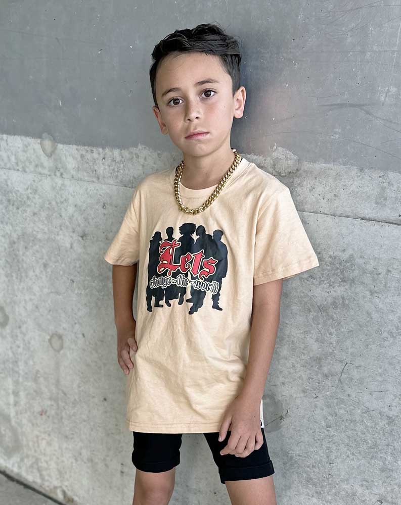 Kids Bone Thugs N Harmony Rap Hip Hop T-Shirt in Tan