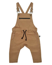 Toddler and kids cropped overalls in tan brown