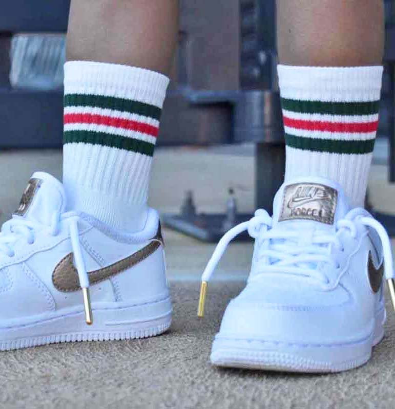 Air Force With Crew Socks Pure Dash Crew Socks Pink/White Pure Dash