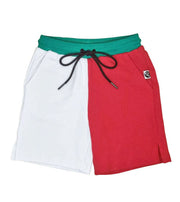 kids colour block shorts in red and white 90's style streetwear