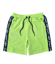 baby kids lime green streetwear shorts with side taping
