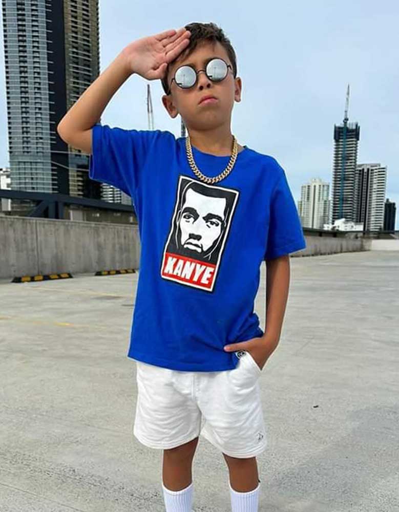 Kids Ye for President Rap Hip Hop T-Shirt in Blue