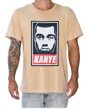 Mens kanye west obey hip hop t-shirt in tan