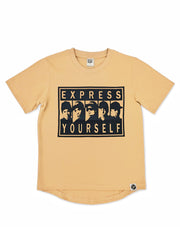 Kids nwa express yourself hip hop t-shirt in tan brown