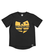 Kids wu-tang is for the children hip hop t-shirt in black and yellow